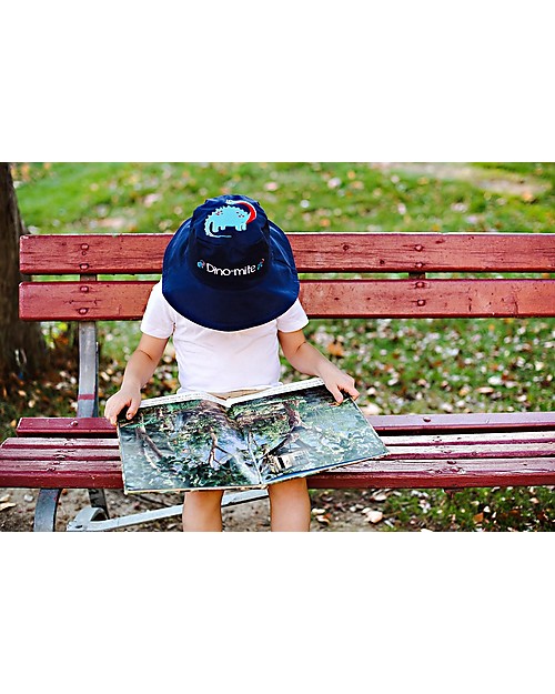 FlapJackKids Cappello Estivo Reversibile Anti-UV SPF 50+, Dinosauri - 100% cotone Cappelli Estivi