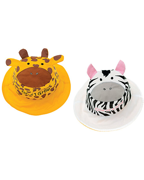 FlapJackKids Cappello Estivo Reversibile Anti-UV SPF 50+, Giraffa+Zebra - 100% cotone Cappelli Estivi