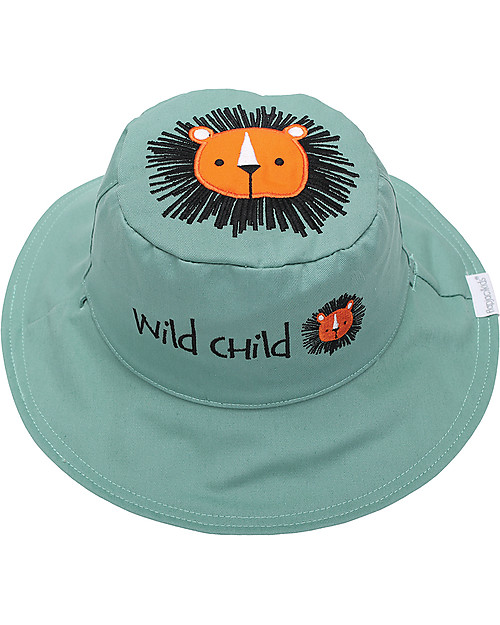 FlapJackKids Cappello Estivo Reversibile Anti-UV SPF 50+ Leone+Bradipo - 100% cotone Cappelli Estivi