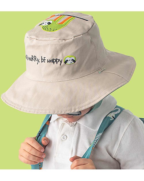FlapJackKids Cappello Estivo Reversibile Anti-UV SPF 50+ Leone+Bradipo - 100% cotone Cappelli Estivi