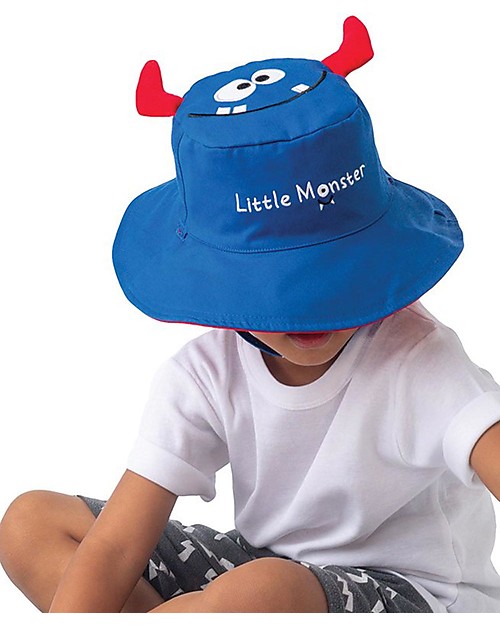 FlapJackKids Cappello Estivo Reversibile Anti-UV SPF 50+ - Mostro+Macchina - 100% Cotone Cappelli Estivi