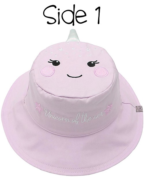 FlapJackKids Cappello Estivo Reversibile Anti-UV SPF 50+ - Narvalo+Stella Marina - 100% Cotone Cappelli Estivi