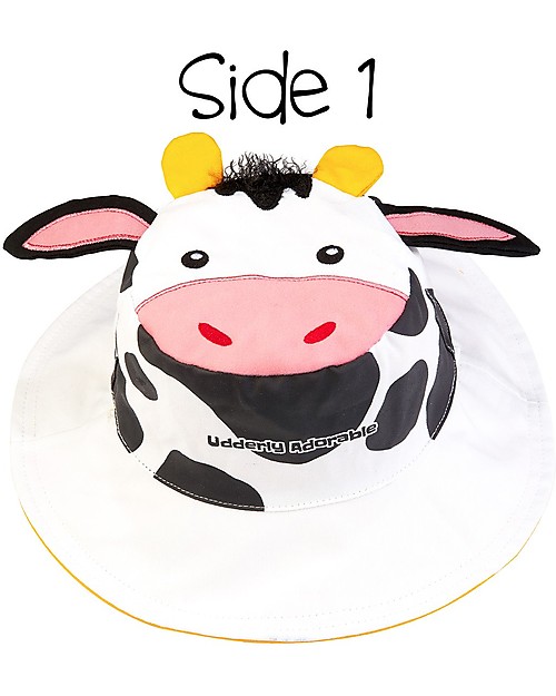 FlapJackKids Cappello Estivo Reversibile Anti-UV SPF 50+ Papera+Mucca - 100% cotone Cappelli Estivi