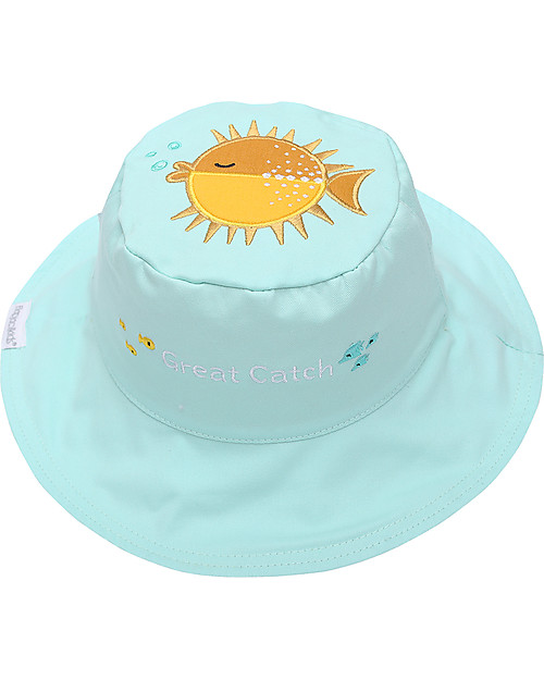 FlapJackKids Cappello Estivo Reversibile Anti-UV SPF 50+ Pesce+Medusa - 100% cotone Cappelli Estivi