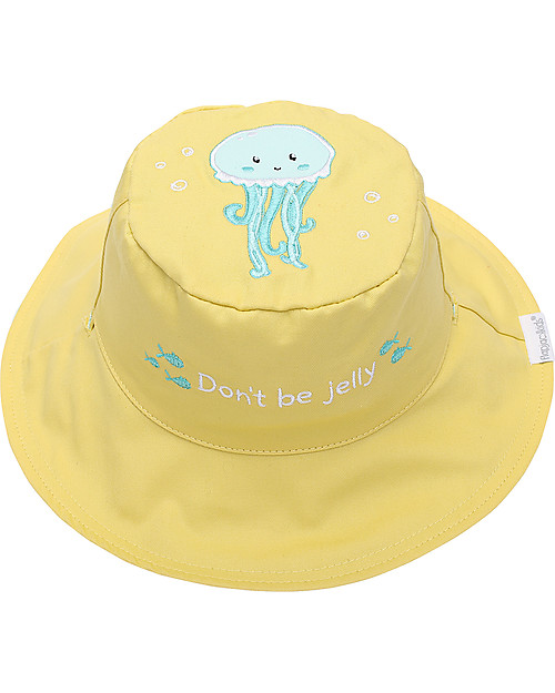 FlapJackKids Cappello Estivo Reversibile Anti-UV SPF 50+ Pesce+Medusa - 100% cotone Cappelli Estivi