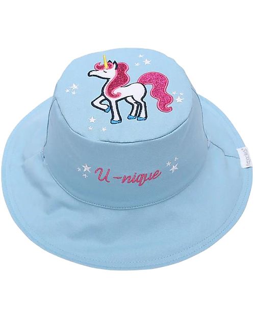 FlapJackKids Cappello Estivo Reversibile Anti-UV SPF 50+ - Rainbow+Unicorn - 100% Cotone Cappelli Estivi