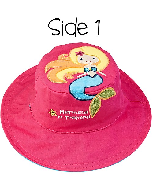 FlapJackKids Cappello Estivo Reversibile Anti-UV SPF 50+ Sirena+Cavalluccio Marino - 100% cotone Cappelli Estivi