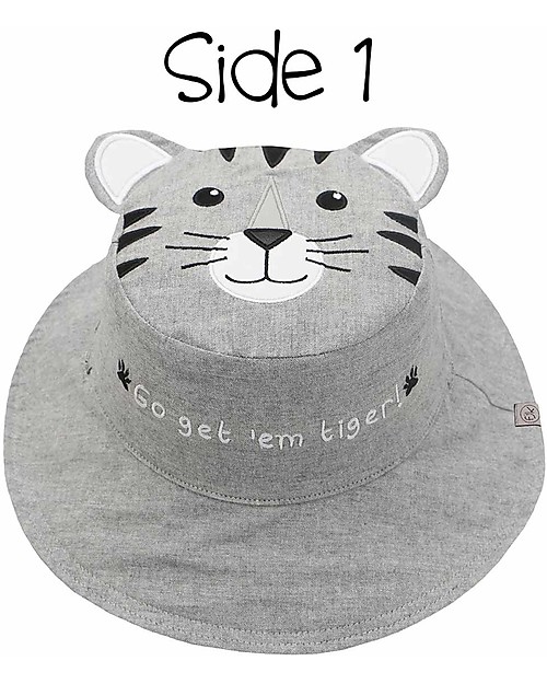 FlapJackKids Cappello Estivo Reversibile Anti-UV SPF 50+ - Tigre+Safari - 100% Cotone Cappelli Estivi