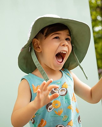 FlapJackKids Cappello Estivo Reversibile da Colorare con Pennarelli - 100% Cotone - Dino Cappelli Estivi