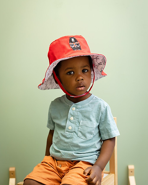 FlapJackKids Cappello Estivo Reversibile da Colorare con Pennarelli - 100% Cotone - Orso Cappelli Estivi