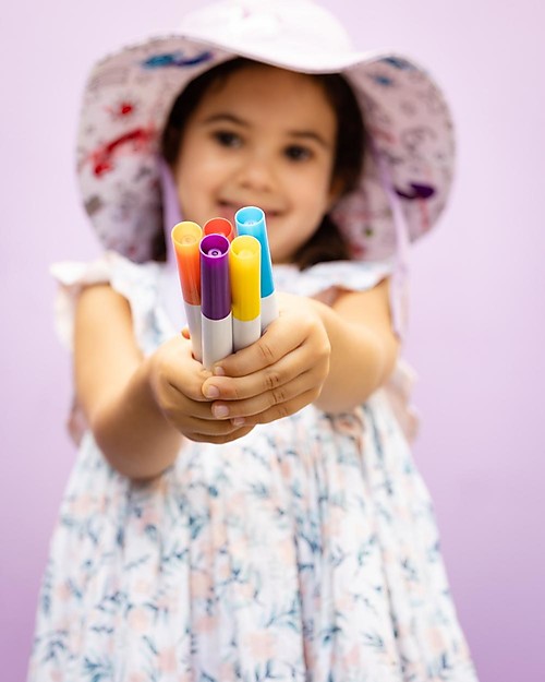 FlapJackKids Cappello Estivo Reversibile da Colorare con Pennarelli - 100% Cotone - Unicorno Cappelli Estivi