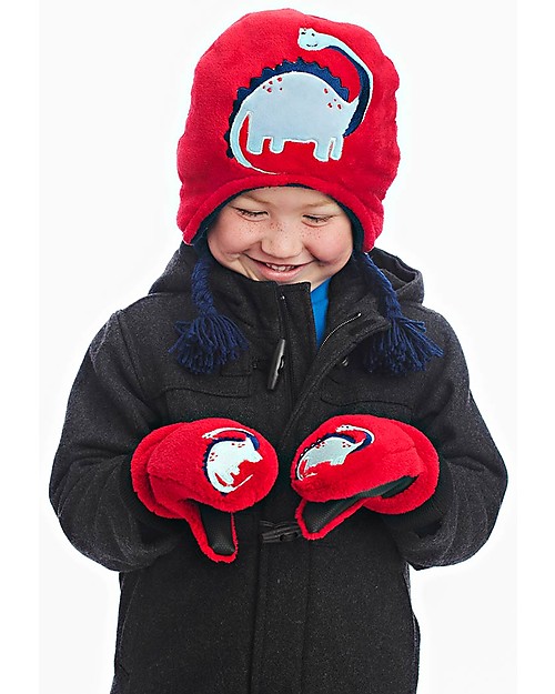 FlapJackKids Cappello Invernale Bimbo Reversibile Pile SPF 50 - Dino Cappelli Invernali