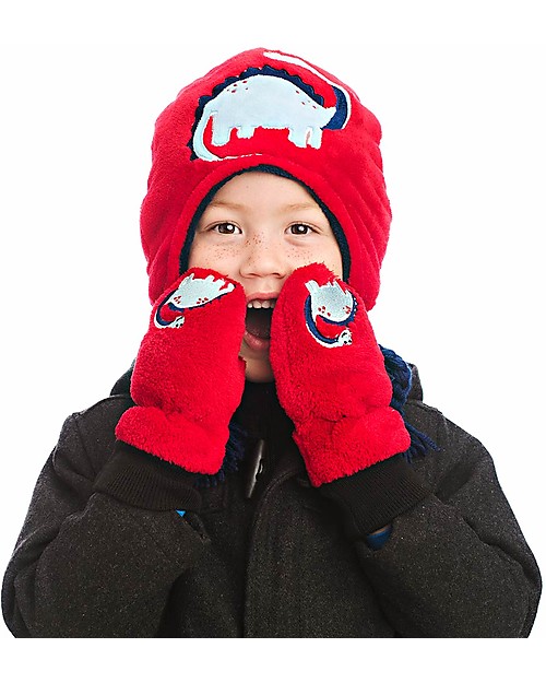 FlapJackKids Cappello Invernale Bimbo Reversibile Pile SPF 50 - Dino Cappelli Invernali