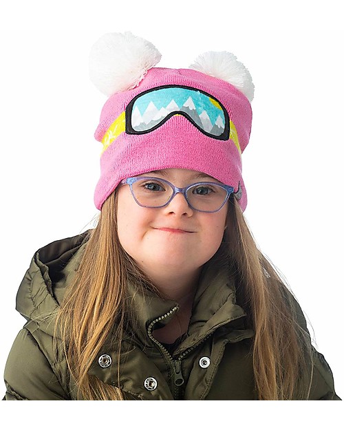 FlapJackKids Cappello Invernale Lavorato a Maglia - Occhiali da Sci Rosa Cappelli Invernali