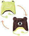 FlapJackKids Cappello Invernale Reversibile Anti-UV SPF 50+, Rana+Orso - 100% pile Cappelli Invernali