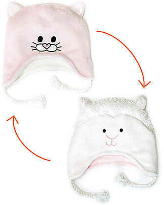 FlapJackKids Cappello Invernale Reversibile in Pile - Agnello+Gattino - Anti-UV SPF 50+ Cappelli Invernali