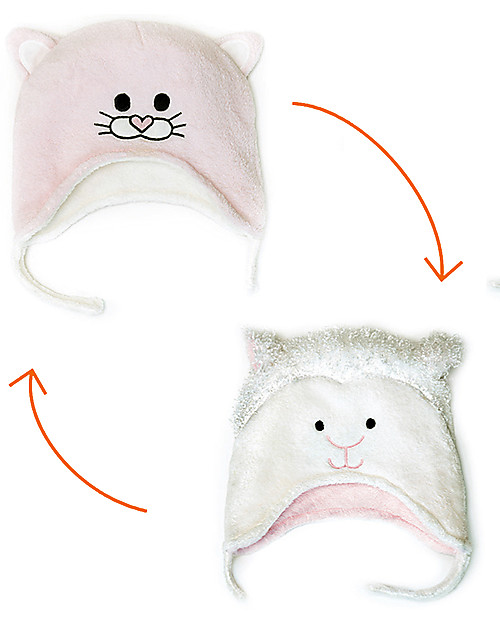 FlapJackKids Cappello Invernale Reversibile in Pile - Agnello+Gattino - Anti-UV SPF 50+ Cappelli Invernali