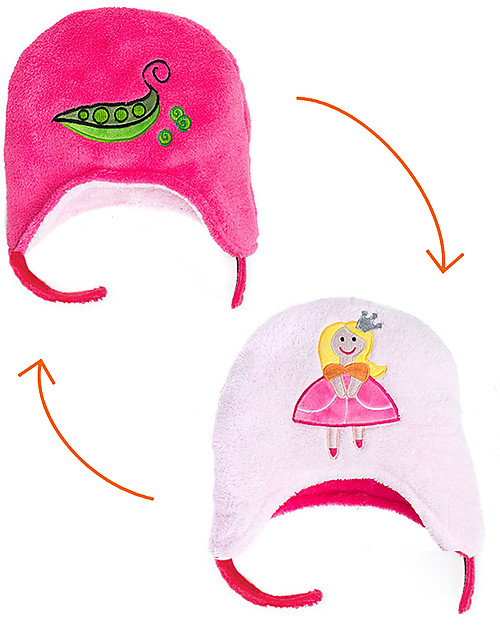 FlapJackKids Cappello Invernale Reversibile in Pile - Principessa+Pisellini - Anti-UV SPF 50+ Cappelli Invernali