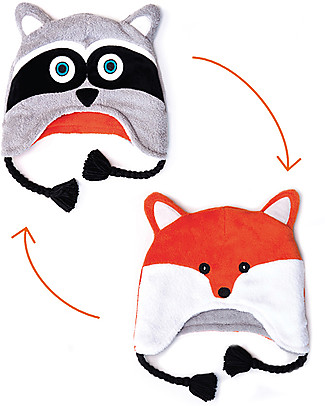 FlapJackKids Cappello Invernale Reversibile Pile SPF 50 - Orsetto Lavatore/Volpe Cappelli Invernali