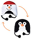 FlapJackKids Cappello Invernale Reversibile Pile SPF 50 - Pupazzo di neve/Pinguino Cappelli Invernali