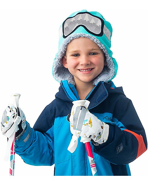 FlapJackKids Cappello Reversibile Tessuto Sherpa - Lupo + Occhiali da Sci - Ultra Morbido Cappelli Invernali