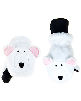 FlapJackKids Guanti-Pupazzo Orso Polare in Caldissimo Pile, 2-6 anni Guanti
