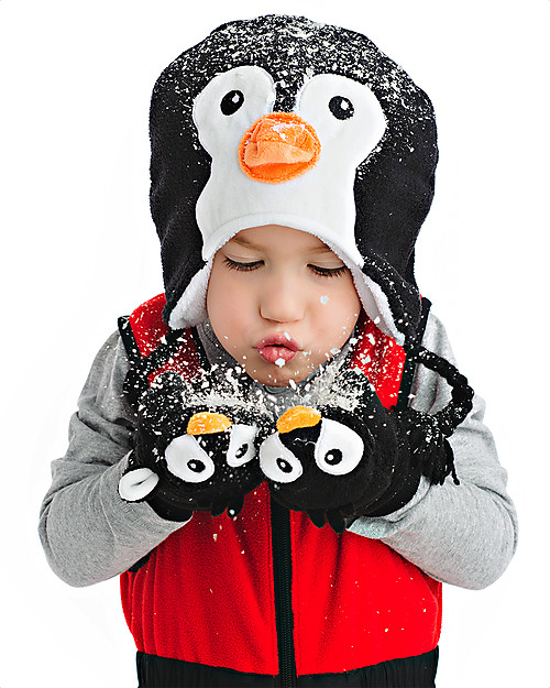 FlapJackKids Guanti-Pupazzo Pinguino In Caldissimo Pile, 2-6 anni Guanti