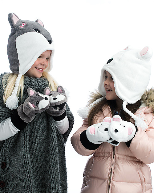 FlapJackKids Guanti-Pupazzo Volpe Artica in Caldissimo Pile, 2-6 anni Guanti