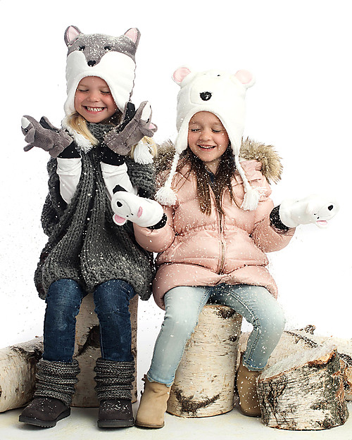 FlapJackKids Guanti-Pupazzo Volpe Artica in Caldissimo Pile, 2-6 anni Guanti