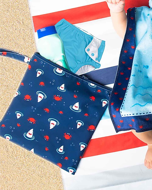 FlapJackKids Pochette Impermeabile Porta Costume - Squalo/Granchio/Navi Trousse e Pochette