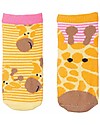 FlapJackKids Set 4 Paia di Calzini Antiscivolo - Giraffa e Zebra - Arancione/Rosa Calzini Antiscivolo