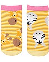 FlapJackKids Set 4 Paia di Calzini Antiscivolo - Giraffa e Zebra - Arancione/Rosa Calzini Antiscivolo