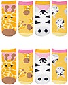 FlapJackKids Set 4 Paia di Calzini Antiscivolo - Giraffa e Zebra - Arancione/Rosa Calzini Antiscivolo