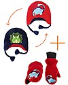FlapJackKids Set Cappello Reversibile Dino + Guanti Dino - Pile Anti-UV SPF 50+ Cappelli Invernali