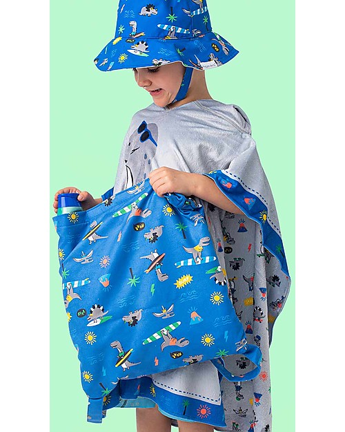 FlapJackKids Zainetto e Telo Mare 2 in 1 - Dinosauri Accappatoi e Asciugamani