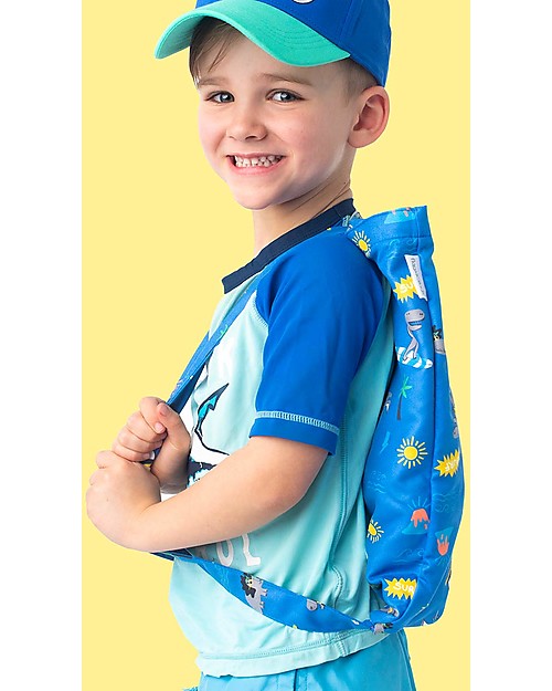 FlapJackKids Zainetto e Telo Mare 2 in 1 - Dinosauri Accappatoi e Asciugamani