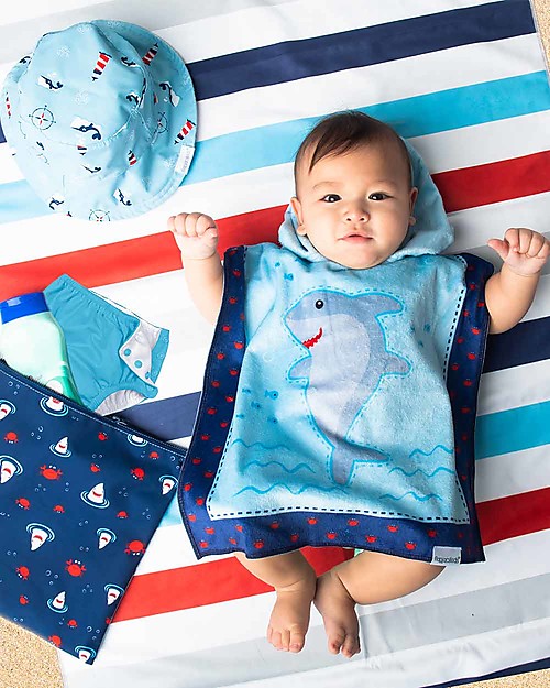 FlapJackKids Zainetto e Telo Mare 2 in 1 - Squalo/Granchio Accappatoi e Asciugamani