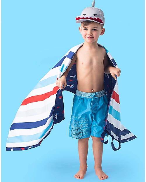 FlapJackKids Zainetto e Telo Mare 2 in 1 - Squalo/Granchio Accappatoi e Asciugamani