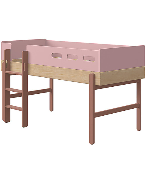 Flexa Letto Singolo Popsicle Semi-Elevato con Sponde - 200x90 cm - Rosa Letti Singoli