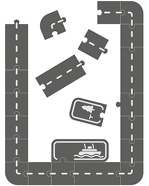 Flexa OUTLET - Puzzle Pista Auto - 22 Pezzi - Pezzo di Showroom Macchine e Trenini  in Legno