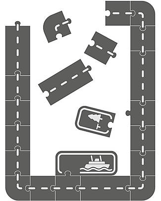 Flexa Puzzle Pista Auto - 22 Pezzi Macchine e Trenini in Legno