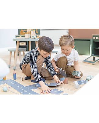 Flexa Puzzle Pista Auto - 22 Pezzi Macchine e Trenini in Legno