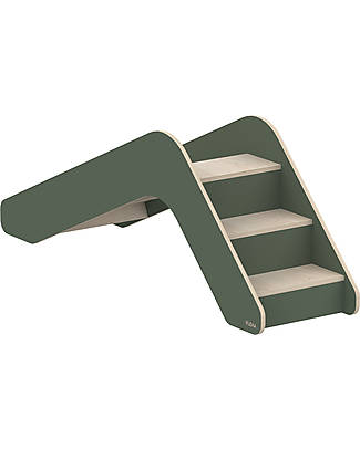 Flexa Scivolo in Legno - Verde - con Tre Gradini Giochi Montessoriani