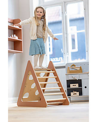 Flexa Torre Gioco in Legno Midi - Rose - con Scala + Parete di Arrampicata Giochi Montessoriani