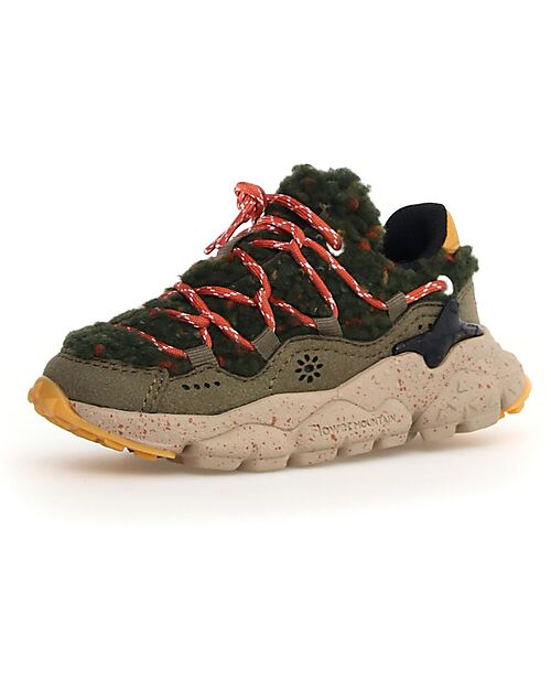 Flower Mountain Sneakers Raikiri Junior - Teddy - Militare/Multi - Ecopelle Sneakers