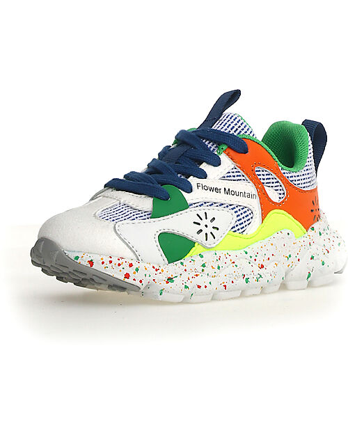 Flower Mountain Sneakers Saburo Junior - Fabbric Multi Pepper Sole - Bianco/Yellow/Salmone Scarpe