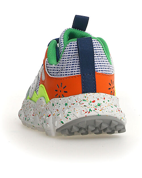 Flower Mountain Sneakers Saburo Junior - Fabbric Multi Pepper Sole - Bianco/Yellow/Salmone Scarpe