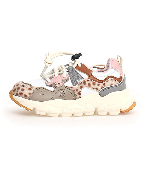 Flower Mountain Sneakers Yamano 3 Junior - Animalier - Beige e Multi - Ecopelle e Tessuto Tecnico Riciclato Scarpe