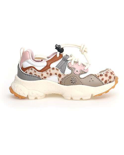Flower Mountain Sneakers Yamano 3 Junior - Animalier - Beige e Multi - Ecopelle e Tessuto Tecnico Riciclato Scarpe