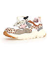 Flower Mountain Sneakers Yamano 3 Junior - Animalier - Beige e Multi - Ecopelle e Tessuto Tecnico Riciclato Scarpe